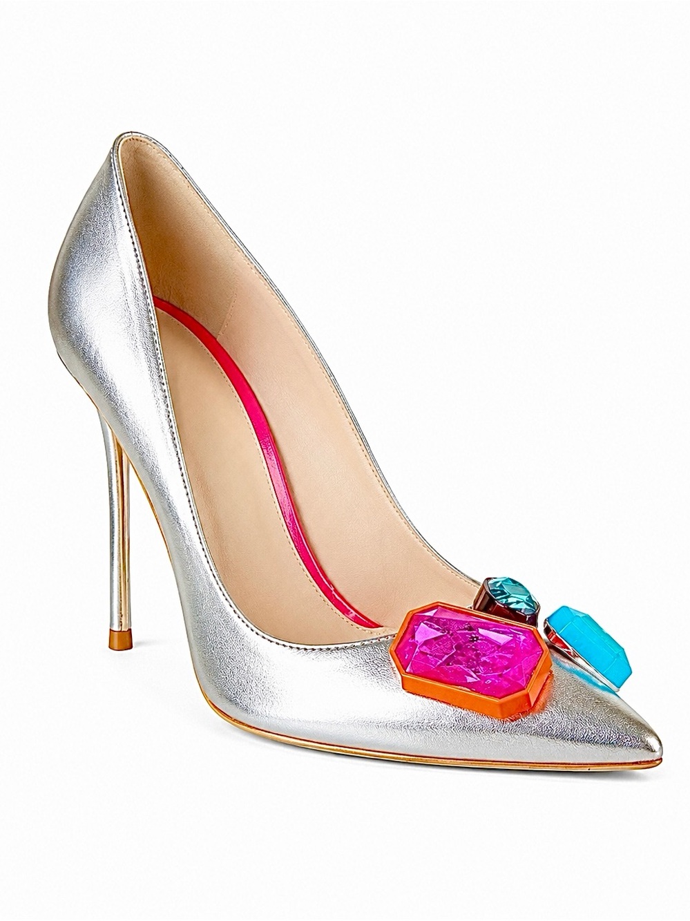 Sophia Webster Silver Jeweled Leather Pumps Shoes 35 5